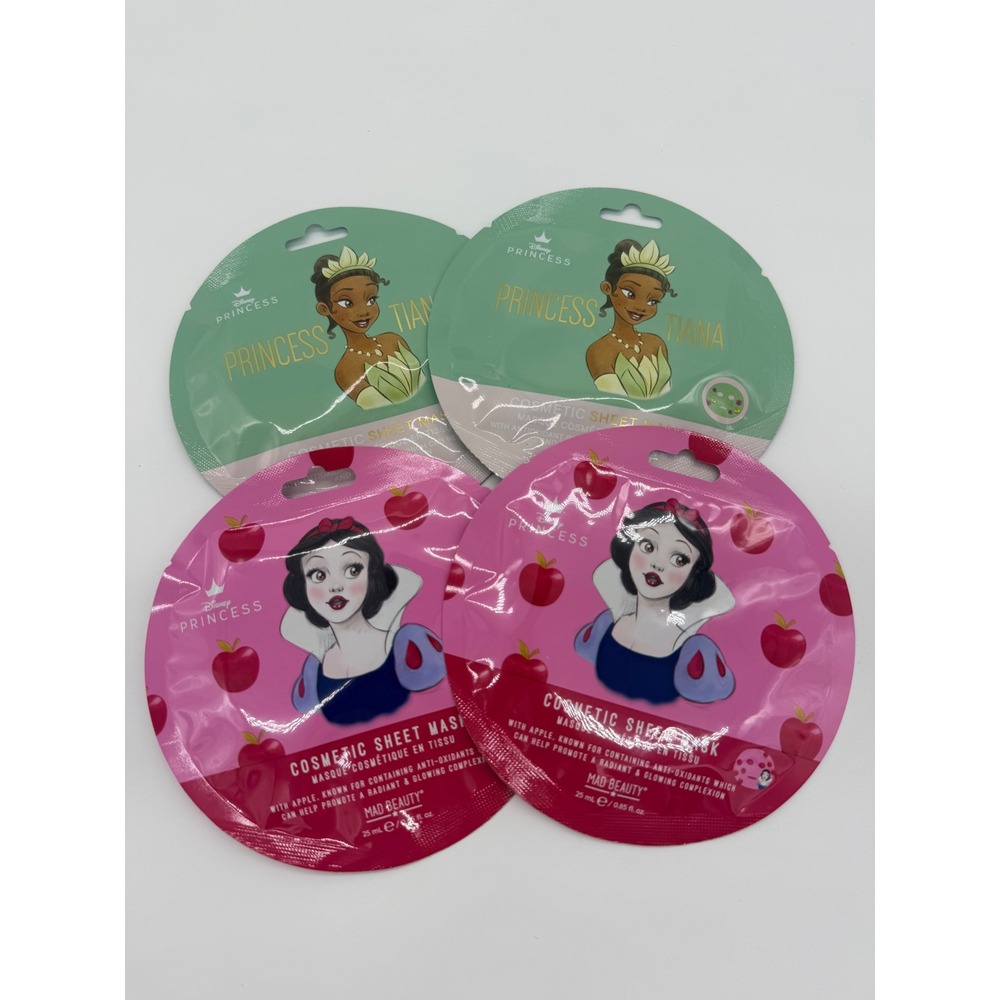 Disney Princess Mad Beauty Sheet Mask Set 4pk Snow White Tiana Apple Green Tea